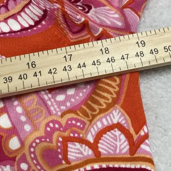 Talbots‎ women’s Paisley Knit Top Sz Medium Petite Pink Soft 3/4 Sleeve - Picture 4 of 6